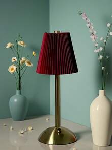 1pc Wireless USB Rechargeable Bedside Lamp, Metal Pleated Fabric LED Decorative Tabletop Lamp, Suitable For Bedroom, Living Room, Dining Room, Bar, Coffee Shop, Restaurant, Dormitory, Office, Holiday Gifts - Multicolor - View 11