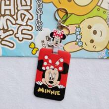 Disney Disney Cute Cartoon Style Release Button ID Badge/Card Holder, Metro/Bus Card Case, Name Tag Lanyard Keychain School Supplies,Back To School