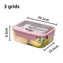 1pc 1400ml Adult Bento Box, PP Material, Plastic, With Utensils And Leak-Proof Lid, 3-Compartment Lunch Container School Supplies, Back To School, Fixed Inner Compartments, Reusable And Microwave Plastic Lunch Box, Suitable For Office Workers, Students, Office, School, Party, Outdoor, Camping, Picnic, Snacks - Multicolor - View 11