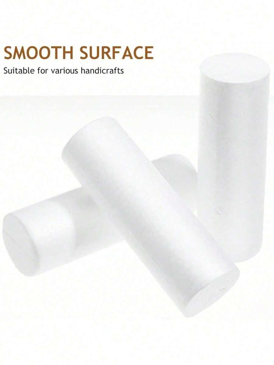 4个白色实心泡沫圆柱体，手工几何形状，手工DIY花艺摆件，婚礼装饰，手绘DIY圆柱工艺材料，情人节