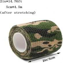 6/12 Rolls Camouflage Self-Adhesive Tape, Non-Woven Fabric Cohesive Bandage Wrap, Elastic For Rifle Shotgun Camo Tape - Multicolor - View 4