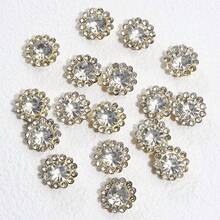 50pcs Circular Sunflower Hand-Sewn Crystal Flower Disc Crystal Button Bow DIY Hair Accessories Colorful Double-Layer Flower Crystal Clothing Decorative Beads - PJ1899 - View 9