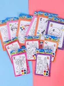 10pcs DIY Watercolor Painting Board - Creative Drawing Set, Includes 4 Colors Mini Watercolor Paints