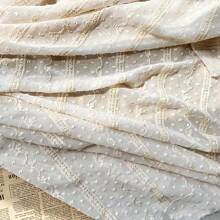 1 Piece Of Striped Chiffon Wool Ball Dot Embroidery Fabric For Spring And Summer, A Fresh And Light Woven Jacquard And Cut Flower Fabric