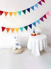 6面2.8米彩色三角旗 - 适用于生日派对装饰、教室装饰、学校活动、嘉年华、情人节、斋月、开斋节、圣帕特里克节、复活节、狂欢节和其他大型活动、家居装饰、庭院美化、毕业庆典、派对、马戏团氛围装饰