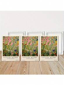 1/3 件植物优雅墙艺术海报，现代印象派墙艺术，古斯塔夫·克里姆特的充满活力的花田插图，色彩缤纷的艺术帆布艺术品墙画礼物，非常适合客厅、卧室、办公室、家居装饰，无框/带框 - 彩色 - 查看 17