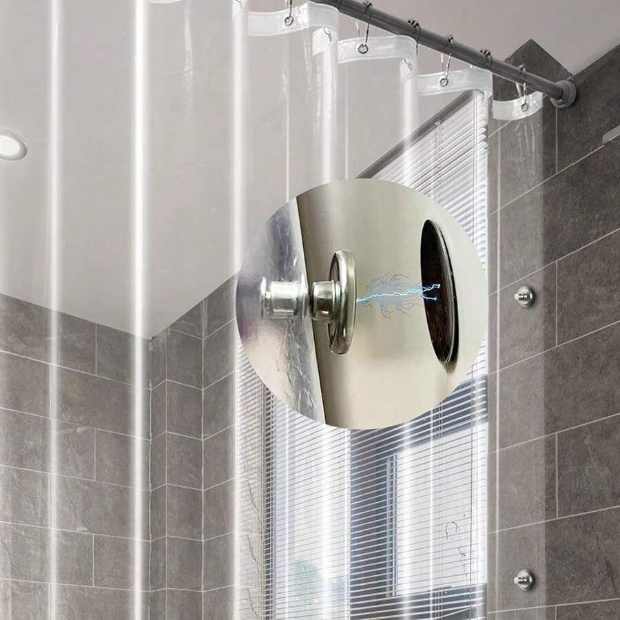 New 74 Inch Shower Curtain Liner  Magnets & Side Magnetic Clips Kit To Keep Closed To Wall, Heavy Duty 72 X 74 Long Shower Liner Clear, 72x74 - 8g.heavy-clear 72"W x 74"L (Pack of 1) - View 1