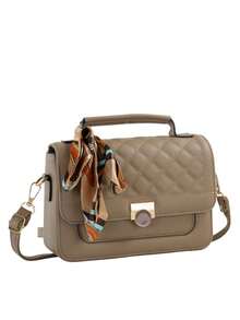 Women's Crossbody Bag With Scarf Chest Spacious Medium Structured Women's Bag With Strap - 隨機顏色 - 查看 9