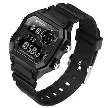 Sanda Men's Digital Military Sports Watch Calendar Alarm Clock Night Light - Black - View 2