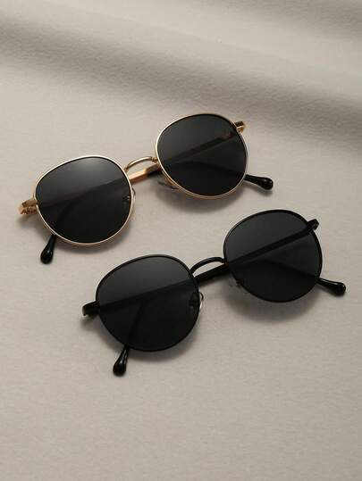 1/2 件女士复古金属几何圆形嘻哈派对装饰时尚眼镜套装海滩配饰女士眼镜墨镜