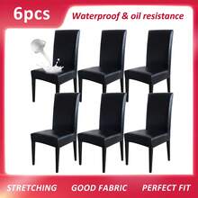 4/6pcs Faux PU Leather Solid Color Dining Chair Covers, Elastic Mid-Back Chair Slipcovers For All Seasons, Stretchy Soft & Removable For Office, Kitchen, Hotel, Home Decor - Multicolor - View 18