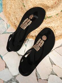 Sandalias planas de dedo abierto estilo bohemio para mujer, de moda