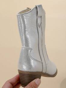 Kinder / Mädchen / Kinder Western Cowboy gestickte Spitze Zehen Low Heel Knöchel Mid Schaft Mode Stiefel