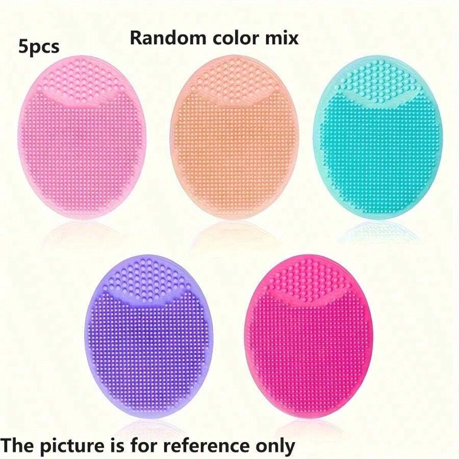 1 Pc Silicone Cleansing Brush - Manual Cleansing Pad With Soft Bristles For Pore Cleansing, Unscented Skin Care Tool, Suitable For All Skin Types - 隨機顏色 - 查看 1