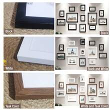 13-Piece Wooden Wall Photo Frame Set With Layout Guide - Versatile Home, Office, Wedding & Festival Decor, Thoughtful Gift Idea, Multi-Picture Display (Photos Not Included), Easy-To-Hang Wood Frames For Personalized Wall Arrangements - Multicolor - View 9