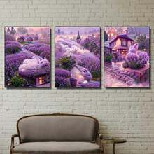 3pcs Modern Lavender Home Wall Arts Canvas Posters, High Definition Printing Optional Frame, Home Decoration Hanging Paintings For Living Room, Bedroom, And Dining Room - Purple - View 4