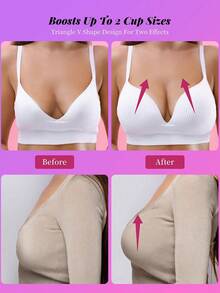 2 件双面粘合胸罩聚拢双面拉丝胶胸垫 - 粘合胸垫可重复使用比基尼隆胸 - 米色 - 查看 9