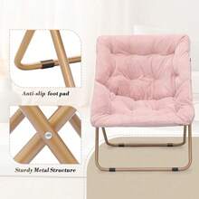 Comfy Saucer Chair With Ottoman For Adults- Lazy Chair With Ottoman Soft Square Folding Saucer Chair For Adult And Kids Bedroom Living Room Dorm Rooms, Flexible Reading Chair For Teens Kids- Pink - Pink - View 7