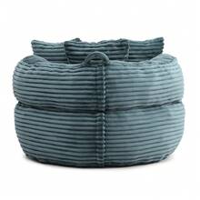 Giant Bean Bag Chair With Ottoman, Memory Foam Filled Corduroy Gaming Chair,With Pedals,Faux Fur Shell-Shaped Lounge Chair - Floor Sofa For Living Room, Home Theater, Play Zone - & Non-Slip Base,Very Suitable For Bedrooms, Living Rooms, Game Rooms, Study Rooms, Offices, Or Apartments. - A-藍灰色(燈芯絨) - 查看 8