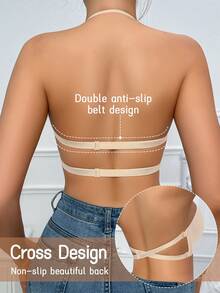 Beige Smooth Underwire Bra With Half Cup, Comfortable Women's Lingerie With Supportive Underwire And Stylish Back Design