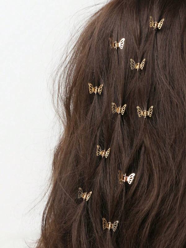 20 piezas de anillos de pelo con borlas con forma de mariposa para rastas, brazaletes de pelo de aleación ajustables para mujeres, aptos para uso diario