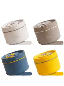 304 Stainless Steel Thermal Lunch Box,Double Layer Portable Meal Container,Round Multi-Layer Lunch Box With Cover For Work/School,Airtight