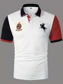 Maglietta polo da uomo con stampa alla moda, manica corta, confortevole