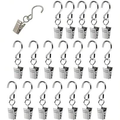 60 pezzi ganci metallici per appendere, ganci per tende con clip, ganci per appendere, clip per luci da festa, ganci decorativi, clip per asciugamani, clip per tende