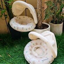 Infant Swimming Pool Float With Canopy, Inflatable Baby Swim Ring With Detachable Sunshade, Outdoor Swimming Pool Accessories And Pool Party Games, Toddler Swimming Float Toy - Multicolor - View 5