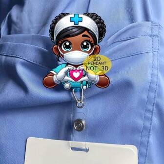 1 件装亚克力护士证件卷轴夹，带夹子 - 可伸缩姓名标签线，适用于护理学生、RN、LPN、医务人员 - 360° 旋转卡夹、学校用品、返校