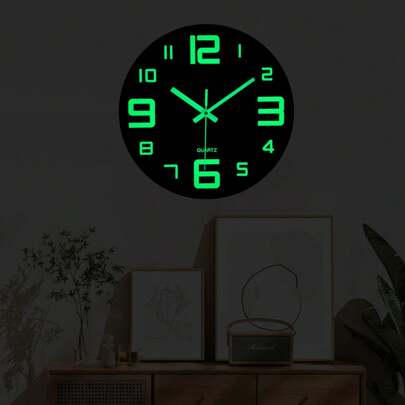 1pc 12-16 Inch Vintage Tuscan Country Big Digit Wooden Glow In Dark Wall Clock, AA Battery Powered, Round Silent Non-Ticking, Luminous Numbers And Hands, Home Decor For Living Room, Bedroom, Office, Outdoor, Gift (No Battery Included) School Decor School Surprise Dormitory Decor Back To School Room Decor School Supplies