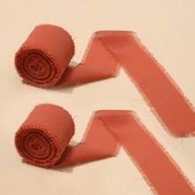 1 件/2 件婚礼季节流苏雪纺礼盒装饰丝带、礼品包装、天鹅绒丝带、手工流苏雪纺缎带、婚礼请柬套装、新娘花束、礼品包装、DIY 工艺品、圣诞节 - 橘色 - 查看 9