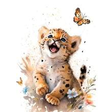 1pc Wall Arts Posters Optional Frame Modern Cat Cartoon Animal Watercolor Posters Elephant Panda Tiger Koala Nursery Canvas Painting Wall Art Print Pictures Baby Room Decor