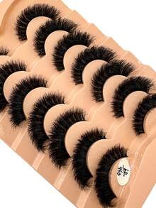 HBZGTLAD 7pcs/Pack Thick & Natural Look False Eyelashes, Includes Cat Eye, Wispy, Flare Styles, Giving Lashes A Fanned Out 3D Fluffy Russian Doll Effect For Natural Extension - màu đen - Xem 3
