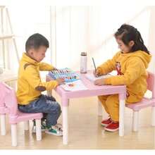 3-Piece Children's Learning Plastic Table And Chair Set Kindergarten Table And Chair Summer Outdoor Picnic Table For Adults (Including 1 Table And 2 Chairs) - Pink - View 4
