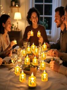24 pièces de bougies LED sans flamme - bougies en plastique décorées de cristaux, fonctionnant à piles, convenant à la décoration intérieure, parfaites pour Noël, les fêtes, les mariages et les demandes en mariage