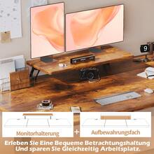 Devoko Gunji Height Adjustable Electric Standing Desk With Monitor Stand, Sit-Stand Desk With Splicing Board - Rust Brown - View 5