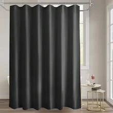 New Titanker Fabric Shower Curtain Liner Washable With 2 Magnets, 70 X 72 Inches, Waterproof, Soft Fabric, Lightweight Polyester, Black - 黑色 70 英吋寬 x 72 英吋長(1 包) - 查看 2