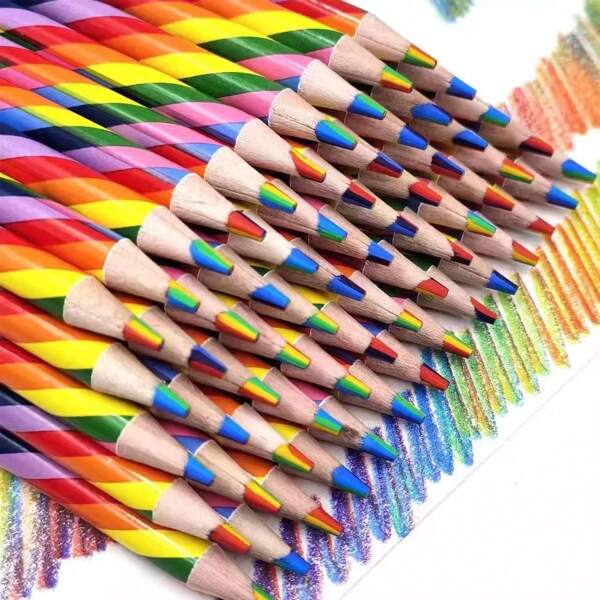 Set di 7 matite colorate arcobaleno. Per la scuola, il disegno a casa, lo schizzo, il doodle, forniture artistiche fai-da-te per il ritorno a scuola