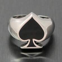 1 Pc Stainless Steel Poker Spades Ring, Motor Biker Lucky Ring Good Luck, Symbol Of Power, Rings For Men