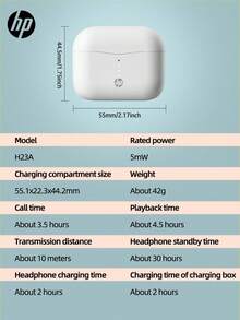 HP 无线耳塞，音质出色，5.3 自动配对耳塞，播放时间长达 30 小时，重量轻，带麦克风，兼容 Android，游戏耳机和带麦克风的扬声器，节日礼物情人节礼物 - 米色 - 查看 5