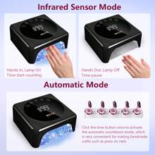 Lámpara de uñas LED inalámbrica profesional, lámpara UV recargable de 78 W, sensor infrarrojo inteligente y pantalla LCD, dispositivo de secado de esmalte de uñas, secador de uñas portátil para esmalte de gel con 5 temporizadores en blanco.