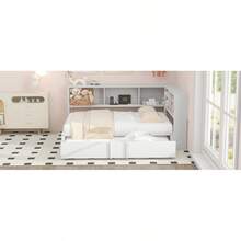 Metal Full Size Daybed With Trundle, Storage Cabinets And USB Ports, White-7294 - Multicolor - View 5