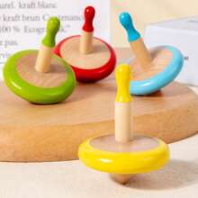 Wooden Fun Spinning Top Set, Packaged In A Colorful Box, With Cartoon And Funny Patterns, Bright Colors, And An Extended Handle For Easy Grip. Rotate The Top To Exercise Fine Hand Movements, Allowing Multiple People To Play. Interactive Games, Suitable Gifts For Children's Day And Halloween!