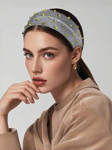 1 Piece Of Simple Temperament Shiny Rhinestone Multicolor Mesh Headband Elegant Casual Versatile Hair Accessories Bridal Wedding Outing Vacation Work Commuting Headwear - Multicolor - View 12