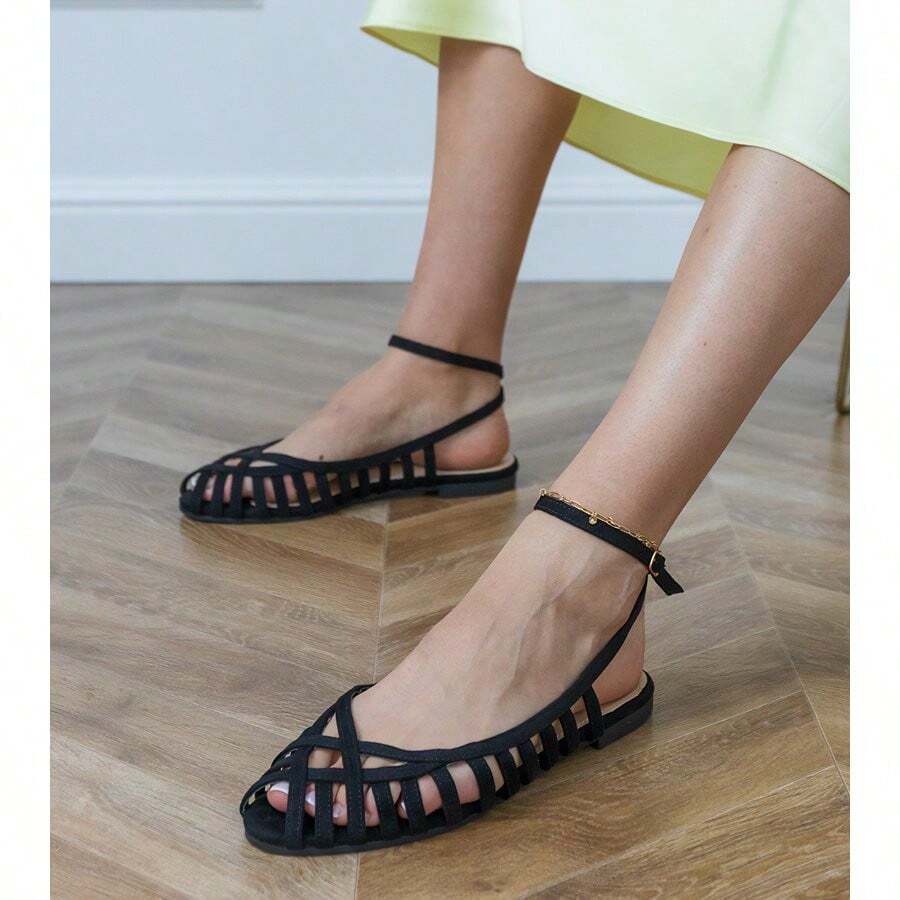 Women's Flat Closed Sandals For Daily Wear - Black - View 1