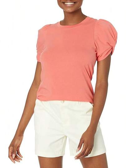 Playera Mujer Cuello Redondo Manga Trenzada Corte Clásico Estilo Moda 2025