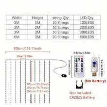 1 件窗帘仙女灯,USB 供电 LED 仙女灯串,具有 8 种照明模式,适用于派对、客厅、卧室、室内装饰、婚礼、生日、单身派对(暖白/白色/多色) - USB窗簾燈 - 查看 5