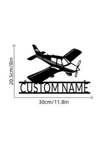 1 Peça Decoração de Ferragem Personalizada com Padrão de Aeronave, Personalização Personalizada com Seu Nome, Logotipo de Ferragem de Aeronave Preta da Moda, Elementos de Aeronave da Moda, Arte de Parede de Metal - O Presente Mais Recente para Entusiastas de Aeronaves