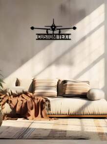 1 Peça Decoração de Ferragem Personalizada com Padrão de Aeronave, Personalização Personalizada com Seu Nome, Logotipo de Ferragem de Aeronave Preta da Moda, Elementos de Aeronave da Moda, Arte de Parede de Metal - O Presente Mais Recente para Entusiastas de Aeronaves